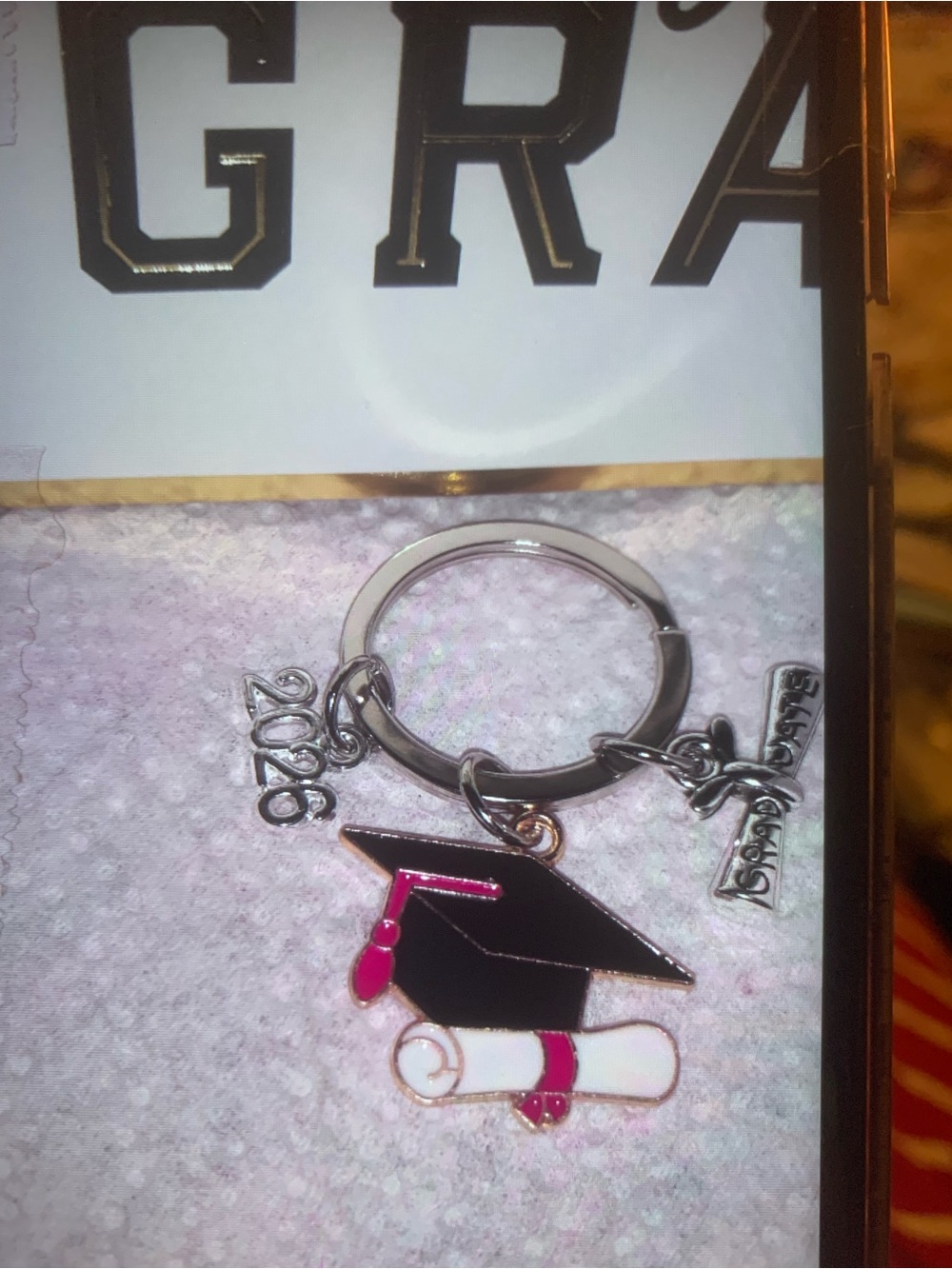 Graduation Keychain Cap & Diploma Charm - Black & Red NEW Handmade Unisex MEN